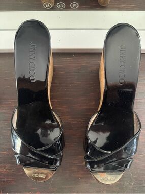 Jimmy Choo Black Slide Wedges